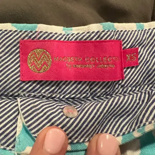 Macbeth Collection by Margaret Josephs Stylish Seahorse Print Women's Shorts Blue Size XS