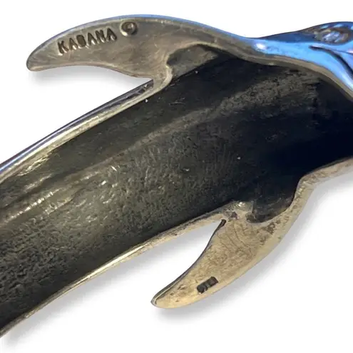 Vintage Sterling Silver Kabana Huge Leaping Dolphin Cuff Bracelet size 7