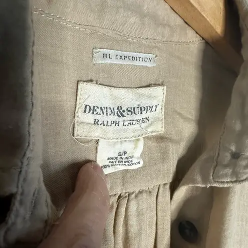 Vintage RL Denim & Supply Tan Expedition Safari Button Up Shirt Neutral Vacation