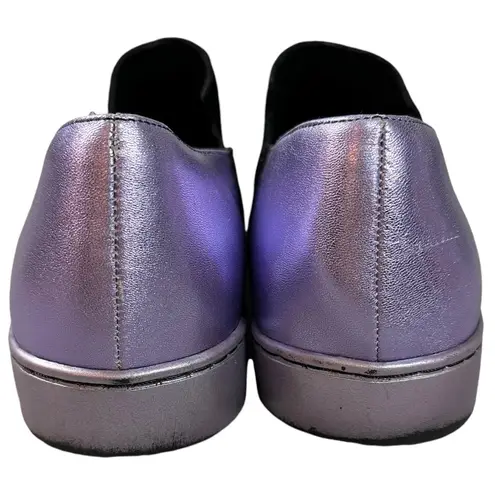 Free People  Varsity Slip On Sneakers Black Velvet Lavender Metallic Leather 10