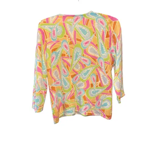 Daniel Bishop 100% Cashmere Sweater Pastel Paisley Print Sweater Size Large Pink