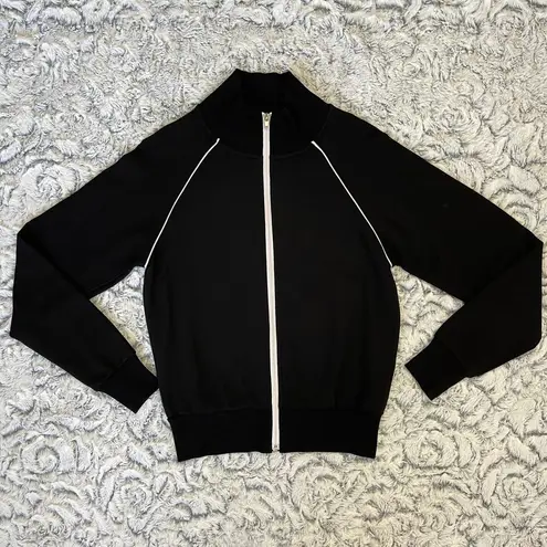 Xxi Black Sporty Track Jacket White Piping Full Zip Forever 21 Size S