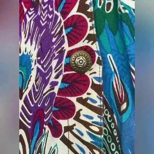 Kaktus Women’s Colorful Wearable Art Jacket Size Large Peacock Abstract Art