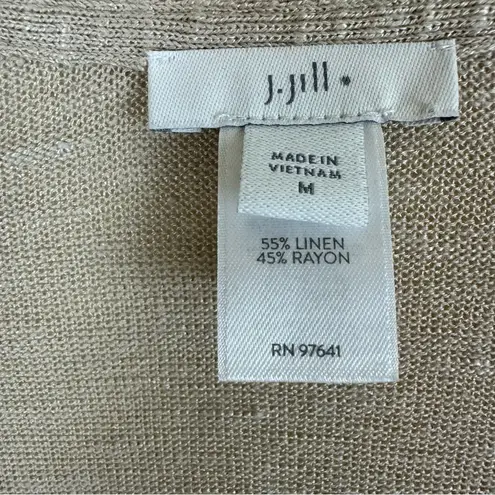 J. Jill Short Sleeve Linen Blend Cardigan Tan Size M