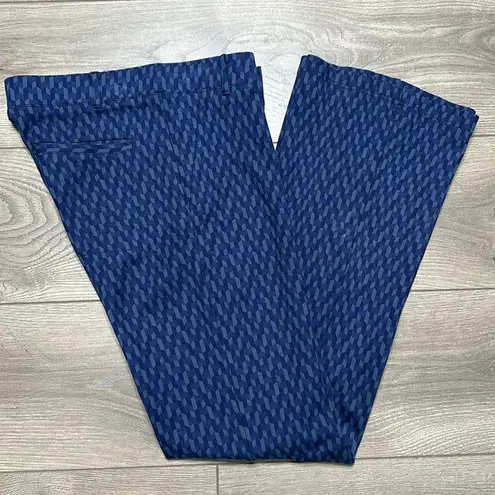 Betabrand 30” Yoga Dress Pant Blue Geometric Print Trouser Pants Size Medium