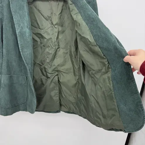 Vintage Green Ribbed Corduroy Cotton Blazer Jacket Women Size 14