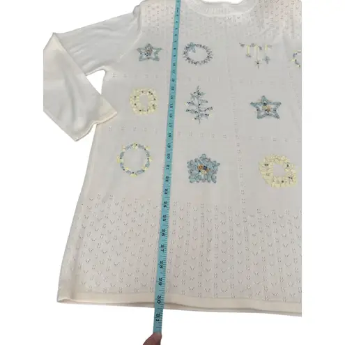 VTG Napa Valley NWT Ivory Christmas Holiday Embroidered Blur Sweater Size L White Size L - Image 9