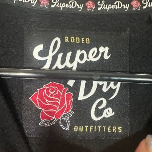 Superdry Black Long Sleeve Rodeo Embellished Floral Sweat Dress Women Sz 4