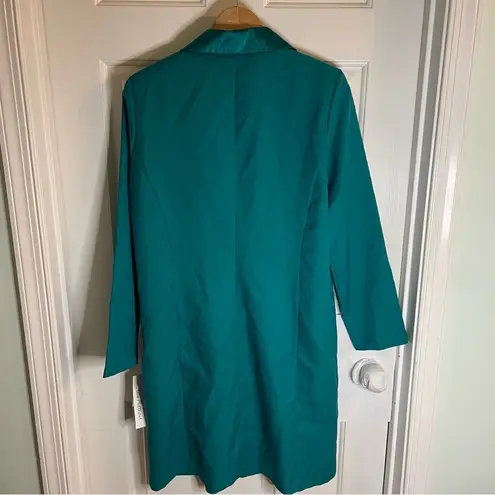 Olivia Matthews Teal Long Suit Jacket Size 12 NEW Deadstock rosette lapel