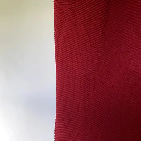 Torn By Ronny Kobo women's L midi bodycon bandage knit dress high neckline red