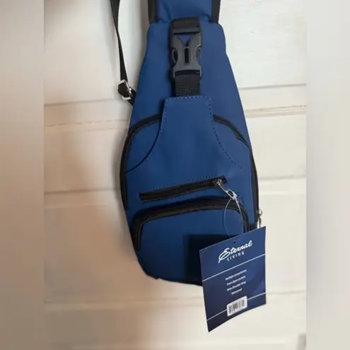 Navy Blue Sling Backpack Crossbody Bag with Multiple Zippered Compartments NWT