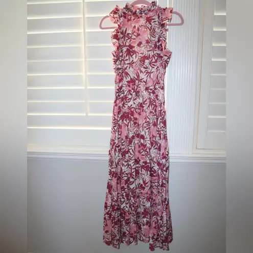 Poupette St. Barth Belene Leafy Ruffle Maxi Dress Size XS $450