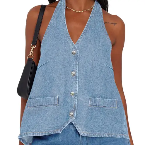 Denim Halter Top Blue