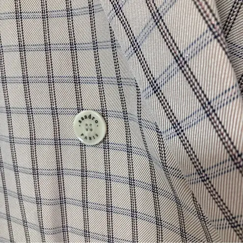 Sandro Paris Blush Beige Plaid Double Breasted Long Women Blazer size 10 / EU 40