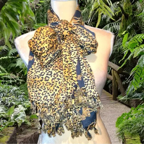 Rima brand awesome cheetah print large scarf! New Black