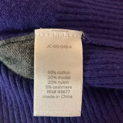 JCPenney Colorblock Long Sleeve Full Zip Cashmere Blend Hoodie Jacket Size XL Purple