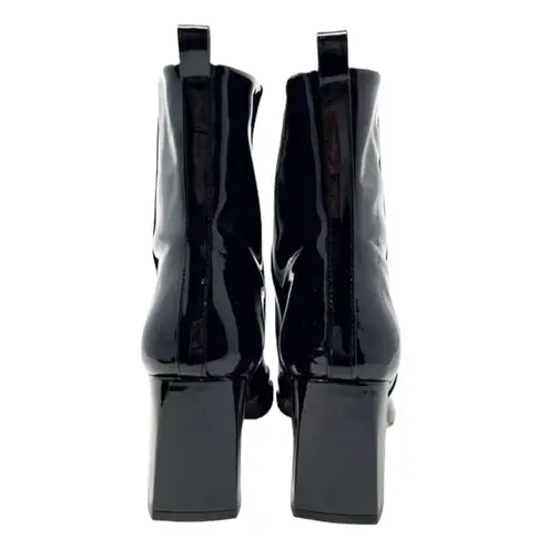 Good American NWT  Black Patent Leather Shiny Block Heel Ankle Booties Size 7.5