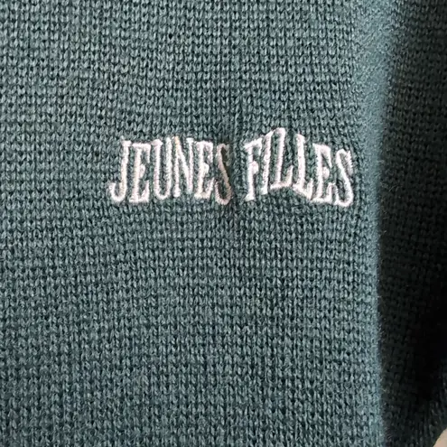 Fiorucci Teal Embroidered Long Sleeve Midi Knit Dress VTG Size S