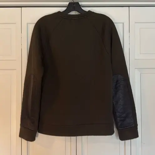 Club Monaco greenâtextured sweater genuine leather elbow sleeves xs