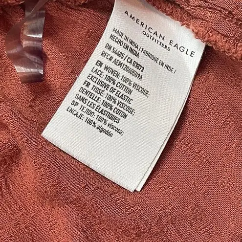 American Eagle  Crochet Front Tie Lightweight Viscose‎ Crop Top Women's Sz Medium