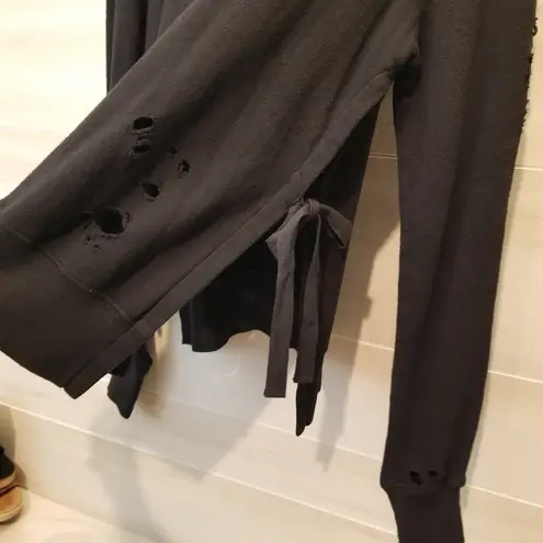 Pam & Gela {M} Black Distressed Turtleneck Sweater Tie Sides