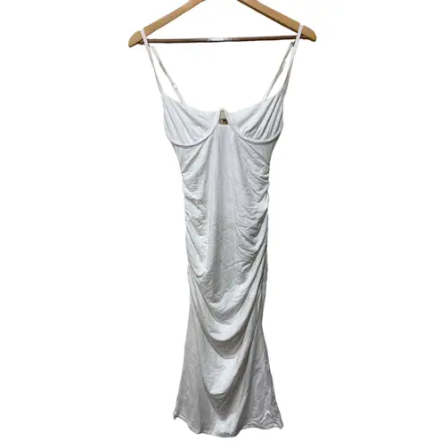JONATHAN SIMKHAI Iris Jersey Underwire Cutout Midi Dress Size Small White