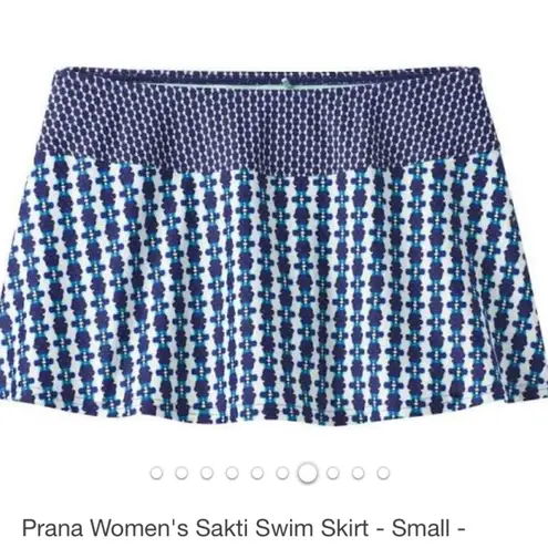 prAna  Blue Satki Print Swim Skirted Bikini Bottom S