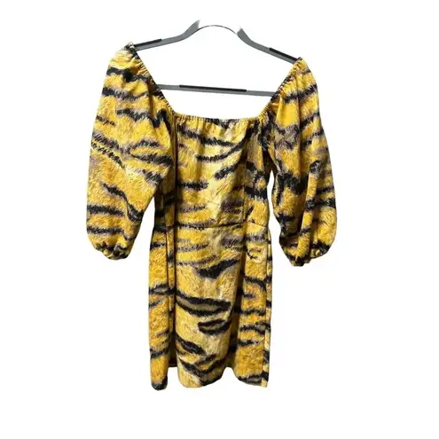 Hofmann Copenhagen Animal Print Mini Dress in Golden Hour Yellow