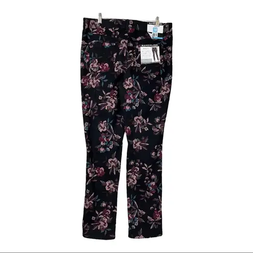 Bandolino NEW Amy Black Pink Purple Multi Floral High Rise Slim Fit Jean Size 10
