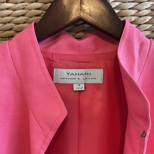 Tahari Arthur S. Levine Linen Blend Pink Blazer, 16