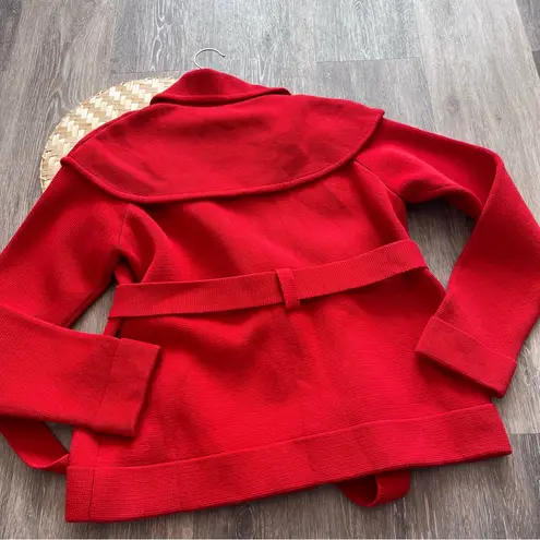 Sonia rykiel red cotton double breasted waist tie coat Size M