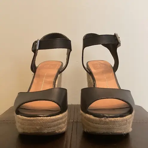 DV by Dolce Vita Nadiyah Espadrille Wedge Sandals Black Size 7.5