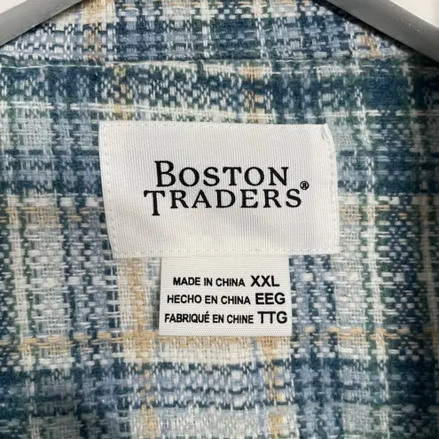 Boston Traders Women Plus Size XXL Blue White Plaid Tweed Jacket Button Front