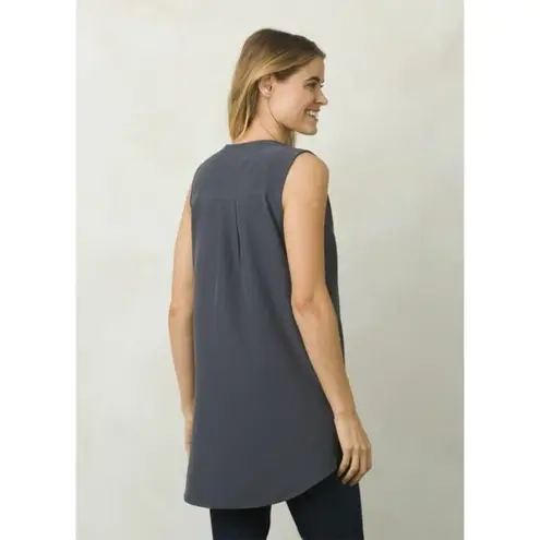 prAna New Womens NWT XS Natassa Tunic Coal Gray UPF Sleeveless Long Top Pockets Dark