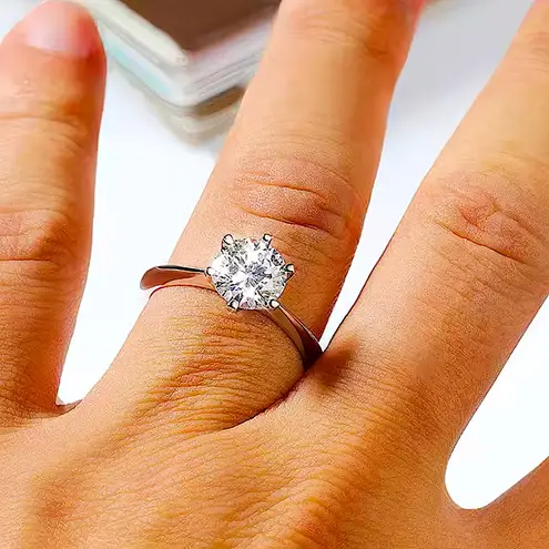 Boutique 2 Carat Platinum Solitaire Simulated Diamond‎ Engagement Wedding Ring, Size 10