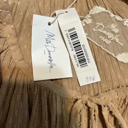 Mes Demoiselles Paris Beige Kaftan Dress Cotton Summer Swimsuit Coverup Size 2 Tan