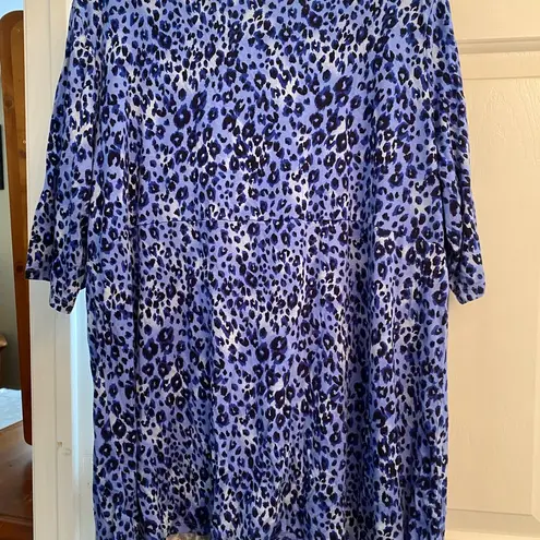 Jessica London Plus Size stretch Knitt Leopard Blue Top sz 18/20