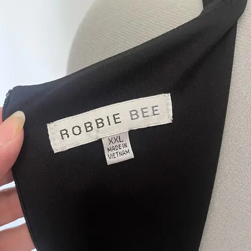 Robbie Bee Maxi Dress Sz XXL Black White Paisley Sleeveless Tie Belt Lined Boho