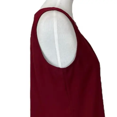 Soft Surroundings Top Sleeveless Pleated Neck Dark Red Women’s Size Medium