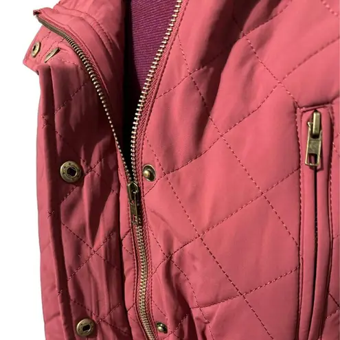 EDEN SOCIETY Quilted Sherpa Lined Jacket Hooded Zip Coat Rust Burgundy NWT Small Red - Image 6