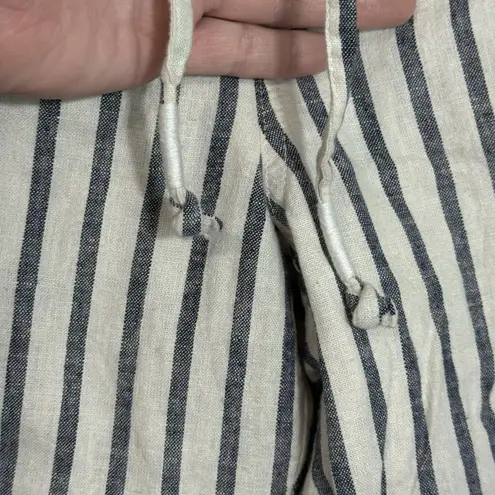 J.Crew Tie Waist Seaside Cropped Navy Stripe Pull On Pants Women's Size S AY652 Blue