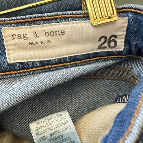 Rag and Bone  Dre Capri Jeans Women's 26 Blue Denim Raw Hem Low Rise