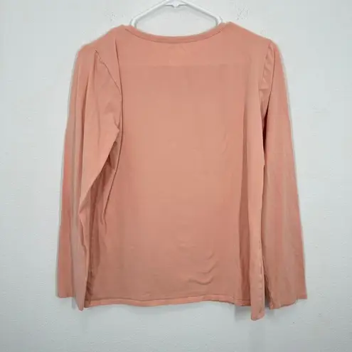 Duluth Trading Co Womens Long Sleeve Cotton Spandex T Shirt Coral Peach Pink Size L
