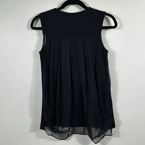 Bailey 44 Black Women Sleeveless Rayon Silk Flowy Pleated Mix Tank Size Small