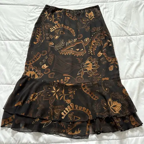 Vintage West End Maxi Skirt Womens Large Brown Floral Boho Fairy Grunge Y2K 90s