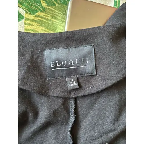 Eloquii Womens Ruffle Sleeve Jacket Blazer Open-Front 3/4 Ponte Black Size 16