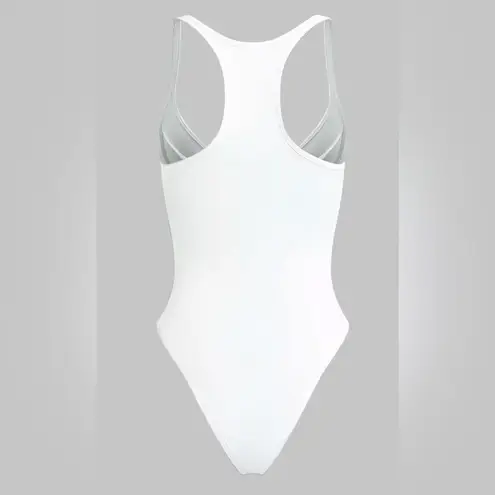Micas Basic Solid Deep-V Neck Bustier Bodysuit White Small NWT IN PKG