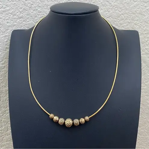 Sterling Silver 925 Gold Vermeil Sliding Ball Charm Pendant Snake Chain Necklace