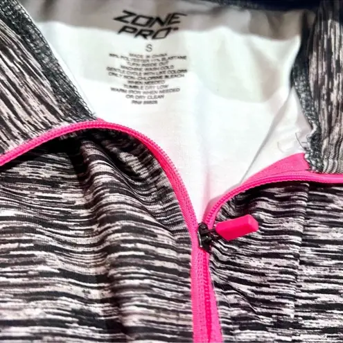 Zone Pro Gray and Pink Activewear quarter zip long sleeve workout top like new