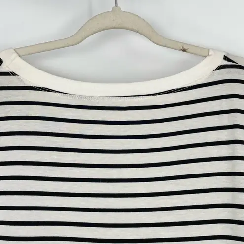 Ellison Womens Black White Striped Short Sleeve Rolled Cuff T-Shirt Dress Size L